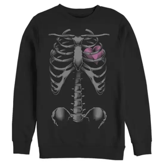 Men's Lost Gods Halloween Skeleton Rib Cage Heart Sweatshirt image {3}
