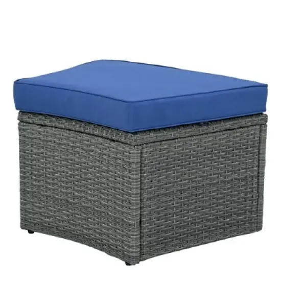 FIONECA 10-Piece Outdoor Sectional Half-Round Patio Rattan Sofa Set, Blue PE Wicker Conversation Furniture, Modular Combination image {14}