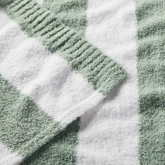 Chenille Stripe Baby Blanket - Green and White Stripe - Cloud Island&trade; image {2}