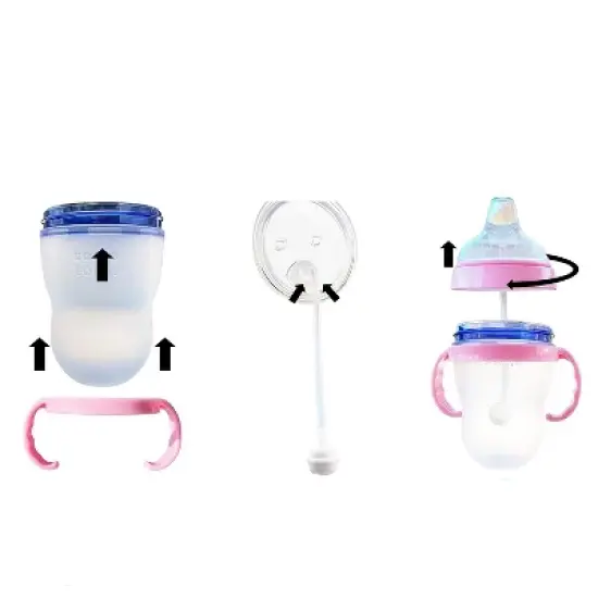 Botabee Soft Spout Transition Sippy Cup for 5oz & 8oz bottles, 2pack, Pink image {2}