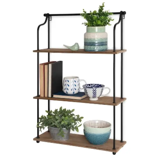 20" x 32" Walters Wood/Metal 3 Tier Shelving Brown - Kate & Laurel All Things Decor image {8}