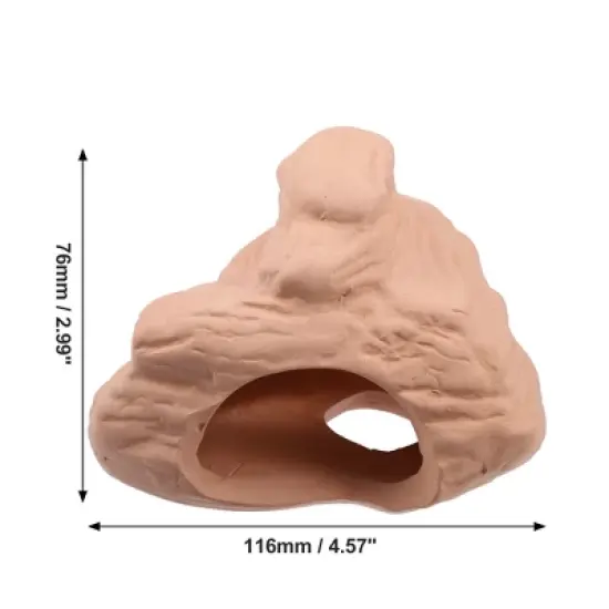 Unique Bargains Ceramic Aquarium Hideaway Rock Cave Fish Tank Decoration Light Brown 4.57"x3.9"x2.99" image {4}