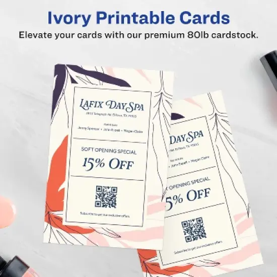 Avery Printable Rectangle Postcards with Sure Feed Technology, 6" x 9", Ivory Cardstock, Print-to-the-Edge, Laser/Inkjet Cards, 25 Total image {1}