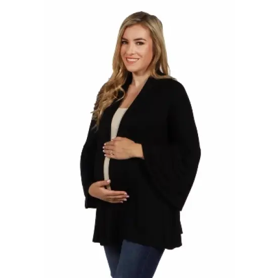24seven Comfort Apparel Bell Sleeve Flared Open Front Maternity Cardigan image {1}