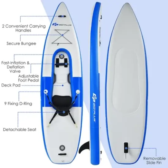 Costway 1 Person Inflatable Kayak Includes Aluminum Paddle with Hand Pump Green\Blue image {3}