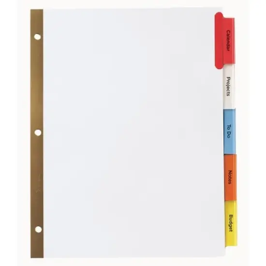 Avery 5 Tab White Binder Dividers, Insertable Multicolor Big Tabs, 1 Set Pack, 8 Packs, 8 Sets Total (11121) image {6}
