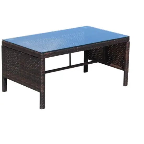 FIONECA 3-Piece Outdoor Wicker Rattan Patio Conversation Set with Cushions, Beige image {6}