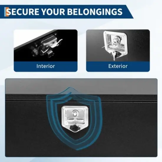 24" Metal Truck Tool Box, Heavy Duty Tool Chest Organizer With Lock and Keys, Truck Bed Toolbox for Pick Up, Trailer, Utility Tractor, Deck Box image {4}