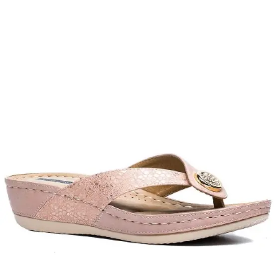 GC Shoes Dafni Embellished Two-Tone Comfort Slide Wedge Sandals image {6}