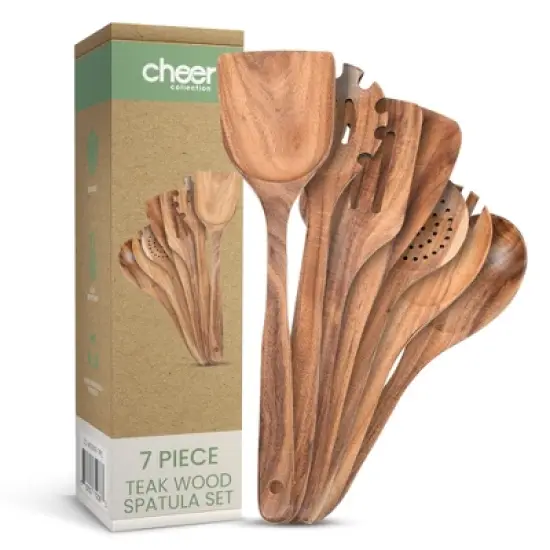 Cheer Collection 7 Piece Elegant Wooden Kitchen Utensils Set image {1}