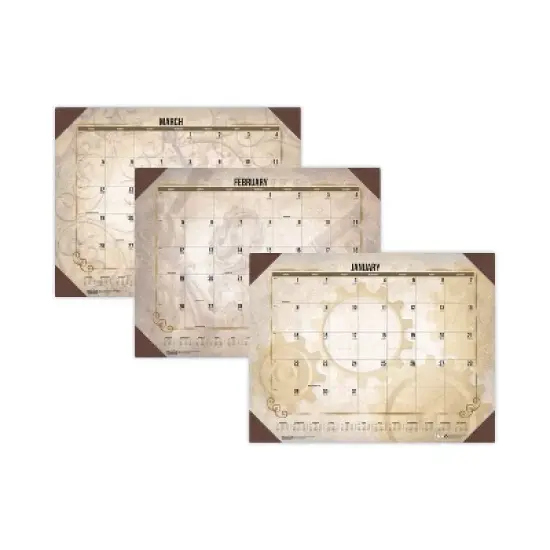 Recycled Vintage Desk Pad Calendar, Vintage Artwork, 22 x 17, Sepia Sheets, Brown Corners, 12-Month (Jan-Dec): 2026 image {4}