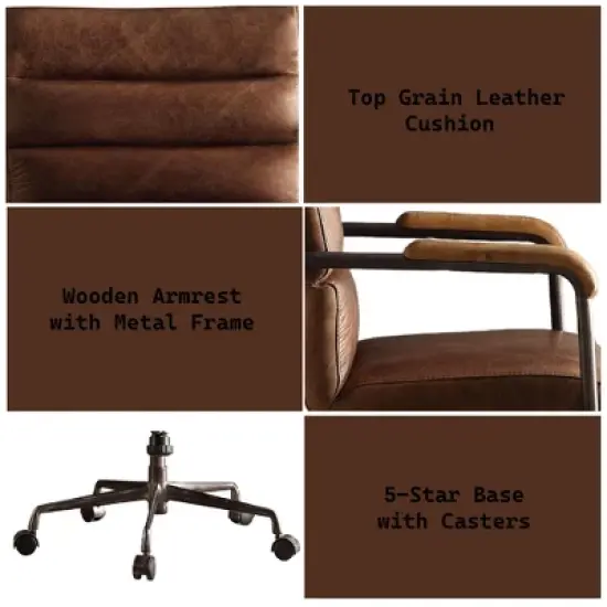 PAGED Retro Office Chair Height Adjustable Gaming Chair with Lift Seat, High Backrest, Wooden Armrest for Living Room, Home Office image {1}