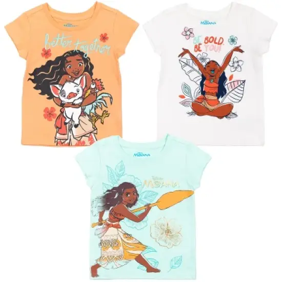 Disney Princess Moana Baby Girls 3 Pack Graphic T-Shirt Pink/White/Blue  image {7}