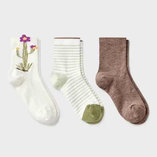 Women's 3pk Mid Crew Socks - A New Day&trade; image {4}