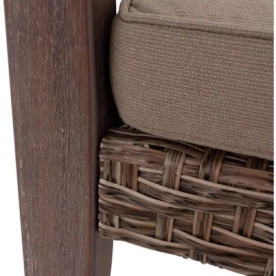 Courtyard Casual Bridgeport II ottoman Stained Eucalyptus Wood KD  Sunbrella Fabric image {2}