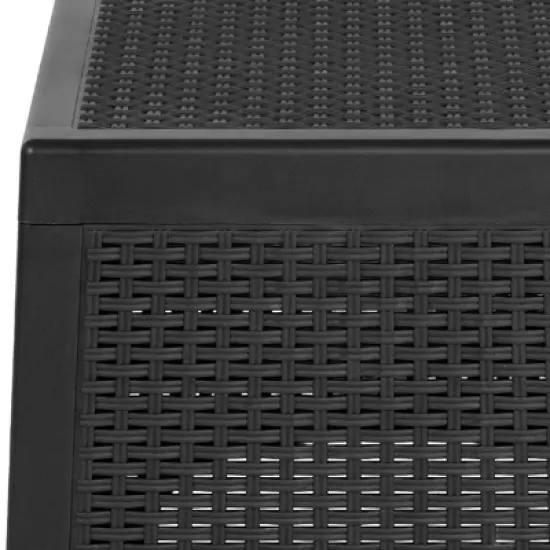 Flash Furniture Faux Rattan Plastic Chair Set with Matching Side Table image {5}