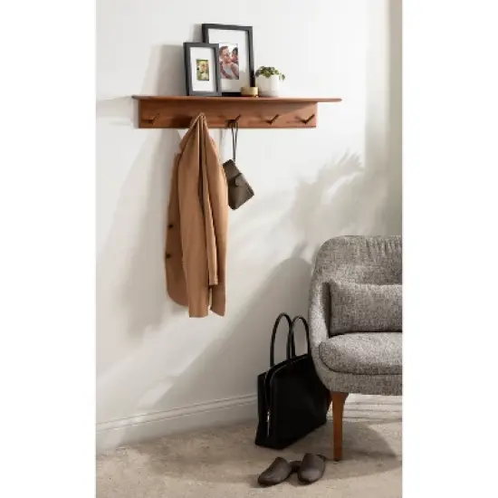 36" x 5" Alta Wood Shelf with 5 Posts Walnut Brown - Kate & Laurel All Things Decor image {5}