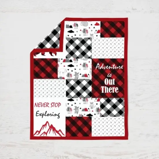 Bacati - Lumberjack Red Black Gray 10 pc Crib Bedding Set with 2 Crib Fitted Sheets image {4}