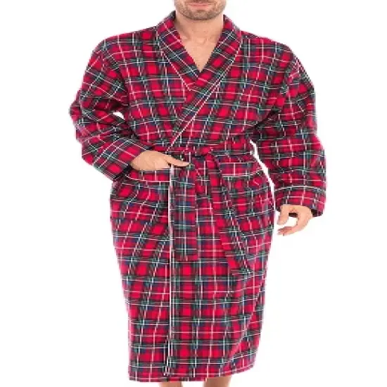 Men's Lightweight Flannel Robe, Soft Cotton image {3}