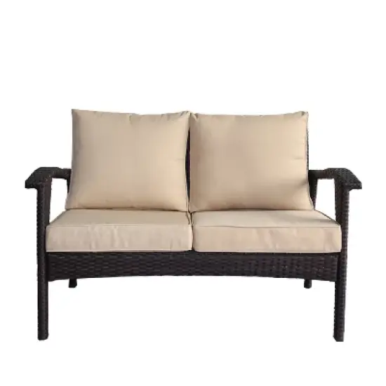 Christopher Knight Home Honolulu 49" Outdoor Wicker Loveseat with Cushions image {6}