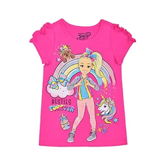 Nickelodeon Girl's 3-Pack I Believe In Unicorns JoJo Siwa Ruffle Sleeve Graphic Tee and Capri Legging Pant Set for toddler image {4}