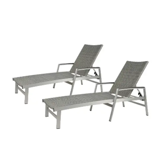 GDFStudio Joy Outdoor Wicker and Aluminum Adjustable Chaise Lounge, Gray/Silver image {9}