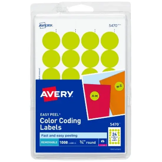 Avery Removable Color-Coding Labels, 3/4" Diameter, Neon Yellow, Laser, 1,008 Total (5470) image {5}