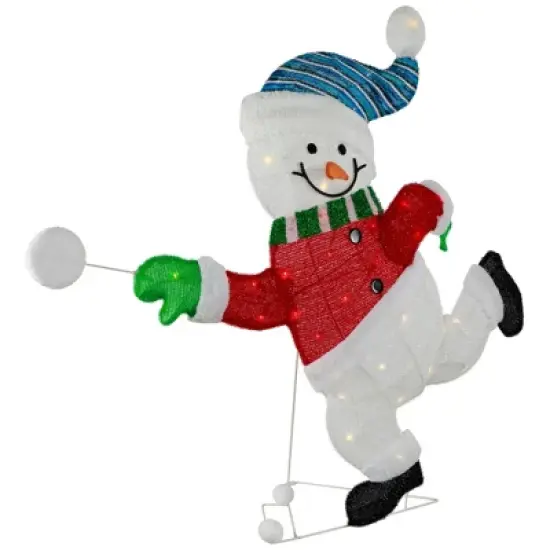 Northlight Lighted Snowman with Snowball Outdoor Christmas Decoration - 36.25" - Clear Lights image {3}