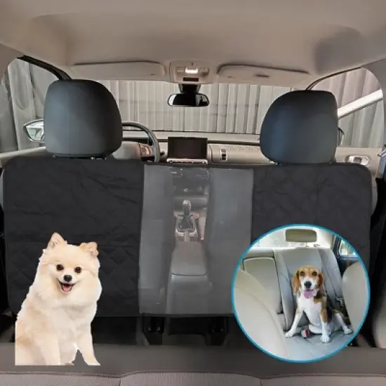 Unique Bargains Dog Car Net Barrier with Adjustable Rope Black 1 Pc image {5}