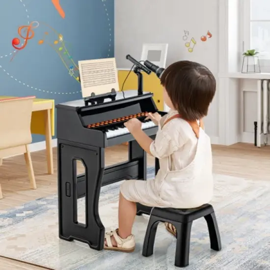 Costway 37-Key Music Piano Keyboard Kids Learning Toy Instrument with Microphone Red\Black image {3}