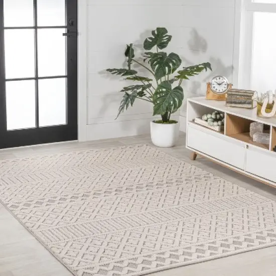 JONATHAN Y Ormond High-Low Modern Trellis Geometric Moroccan Indoor/Outdoor Area Rug  image {2}