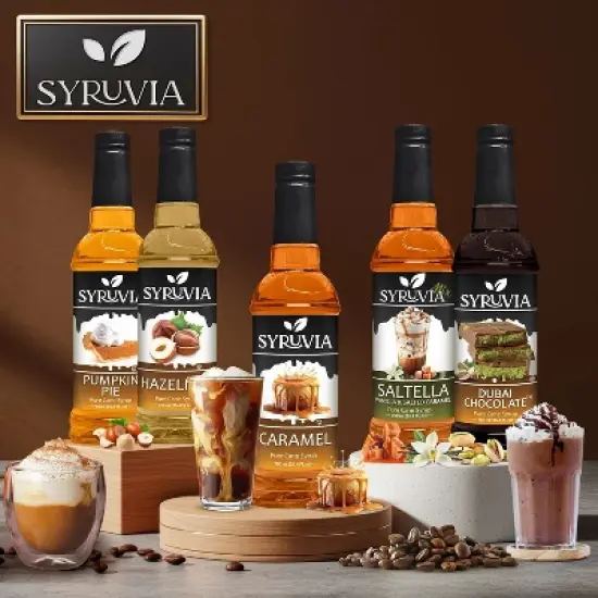 Syruvia Caramel Syrup - 25.4 fl oz. Premium Flavoring Syrup For Coffee image {5}