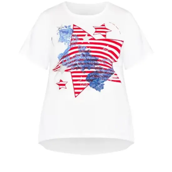 Women's Plus Size  Graphic Print Top - white star | AVENUE image {2}
