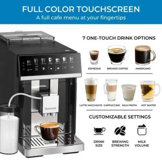 Kenmore Super Automatic Espresso Coffee Machine Dual Cream System Black image {2}