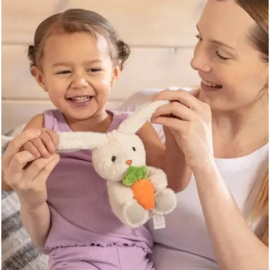 Easter Baby Plush Bunny Holding Carrot - Plush Bunny Sensory Easter Decorations Toy for Newborns and Infants Plushie Easter Toys image {3}