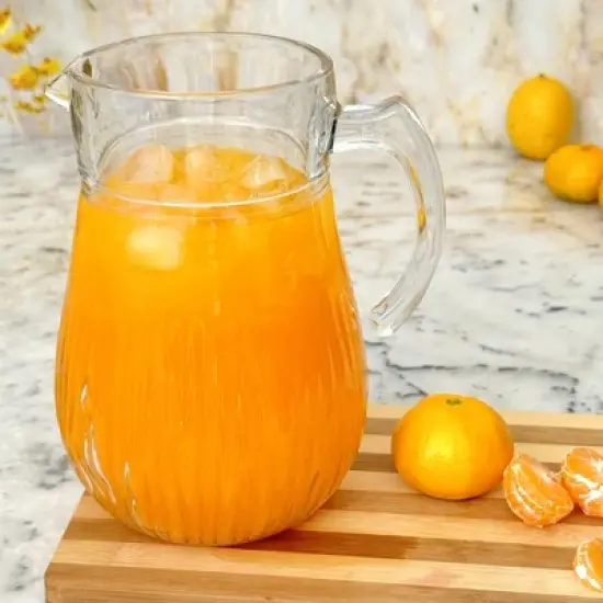 Slickblue Cristalline Glass Pitcher &ndash; 65 oz, Linear Grooved Design, Lead-Free, Ideal for Water, Juice & Cocktails image {1}