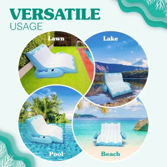 4E's Novelty 2-Person Inflatable Pool Recliner Float With Cup Holder For Adults, Pool Recliner Easy To Inflate And Deflate Unmatched Comfort image {3}