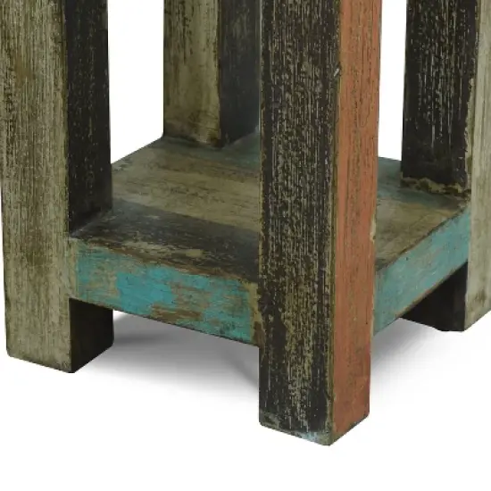 Meader Boho Handmade Distressed Mango Wood End Table - Christopher Knight Home image {7}