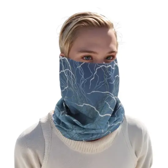 Unique Bargains Sunscreen Lightnings Pattern Face Scarf Mask Gray Blue 1 Pc image {5}