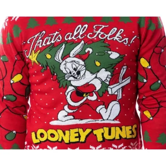 Looney Tunes Bugs Bunny That's All Folks Pullover Ugly Christmas Sweater image {2}