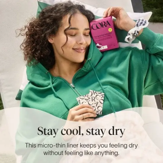 Cora Invisi-feel Daily Panty Liner Micro Thin Organic Cotton Topsheet - 80ct image {5}