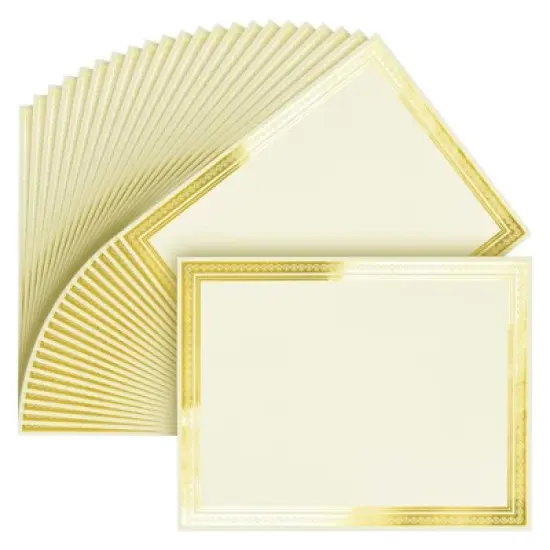 Paper Junkie 50 Sheets Gold Foil Award Certificate Paper 8.5 x 11 Inches for Printing - Blank Cardstock (Ivory) image {9}