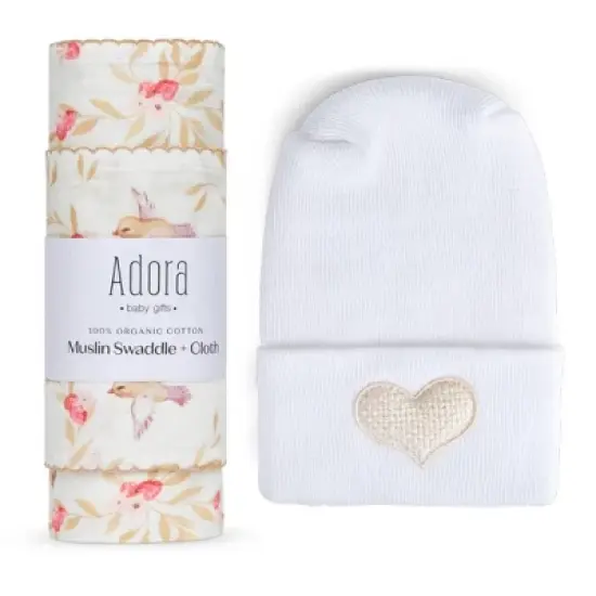 La&rsquo;dore Organic Baby Swaddle, Burp Cloth & Hospital Hat Set &ndash; Soft Muslin Wrap and Newborn Hat &ndash; Breathable, Gentle Cotton Baby Essentials image {9}