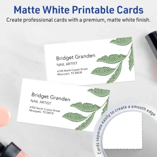 Avery 1-3/4" x 3-1/2" Rectangle Cards, Matte White, 80ct image {1}