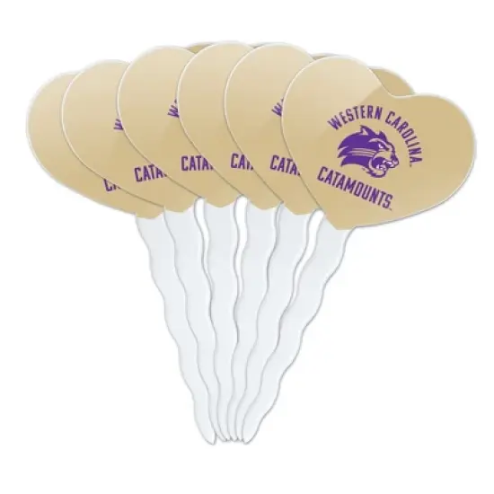 Western Carolina Catamounts Heart Love Cupcake Picks Toppers Decoration Set of 6 image {7}
