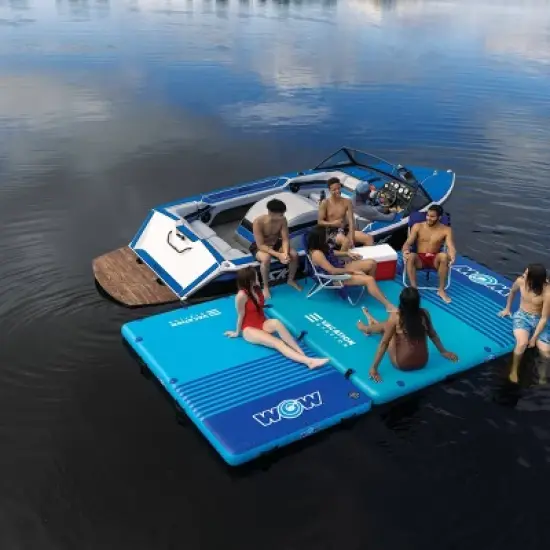WOW 10' x 8' Vacation Station Inflatable Dock Float - Blue image {10}