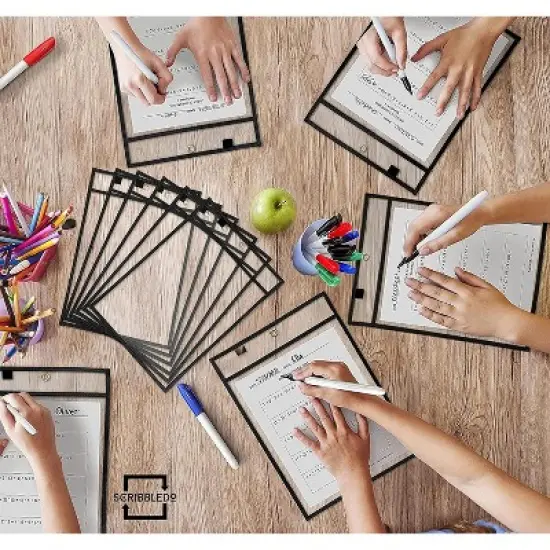 SCRIBBLEDO Black Dry Erase Pocket Sleeves Pack of 6 image {7}