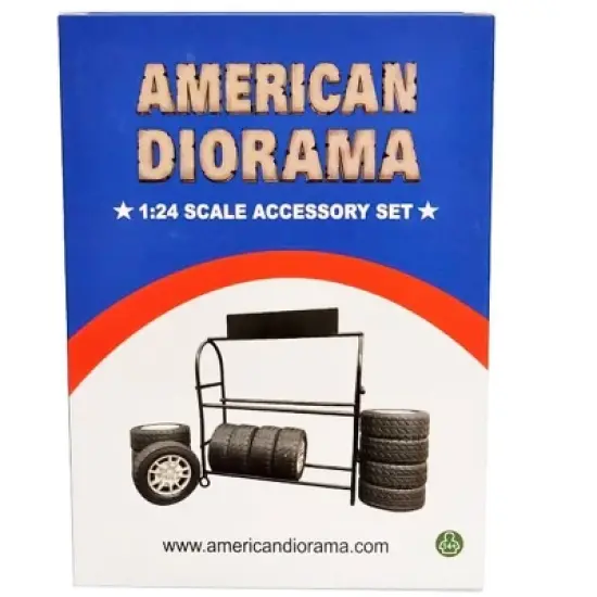 Metal Tire Rack with Rims and Tires for 1/24 Scale Models by American Diorama image {5}