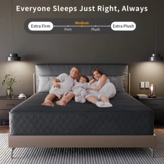 Swedrea Hybrid Mattress Breathable Medium Cooling Memory Foam Bed-in-a-Box Black image {1}