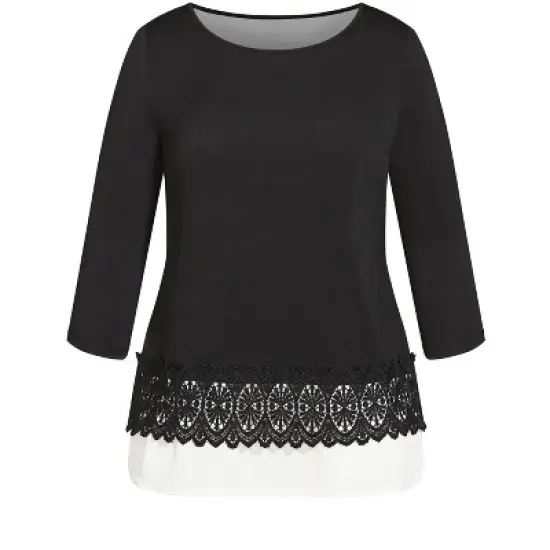 Women's Plus Size Inta Lace Top - black | AVENUE STUDIO image {2}